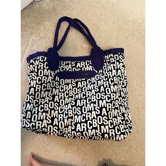 Marc Jacobs Nylon Quilted Lined Allover Logo Letter Shopper Tote Purse - Picture 13 of 15